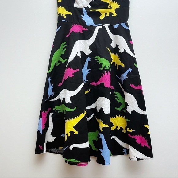 Hanpceirs Dinosaur Print Retro Vintage Cocktail Swing Dress with Pockets - Picture 4 of 10